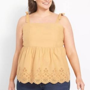 🆑️ Lane Bryant Square-Neck Tie Strap Embroidered Tank Size 28